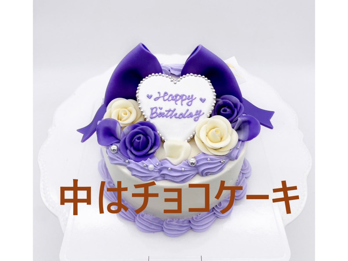 リボン薔薇ケーキ（紫） – 【オーダーケーキの通販・専 店】 阪